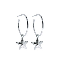 Starfish silver hoops 
